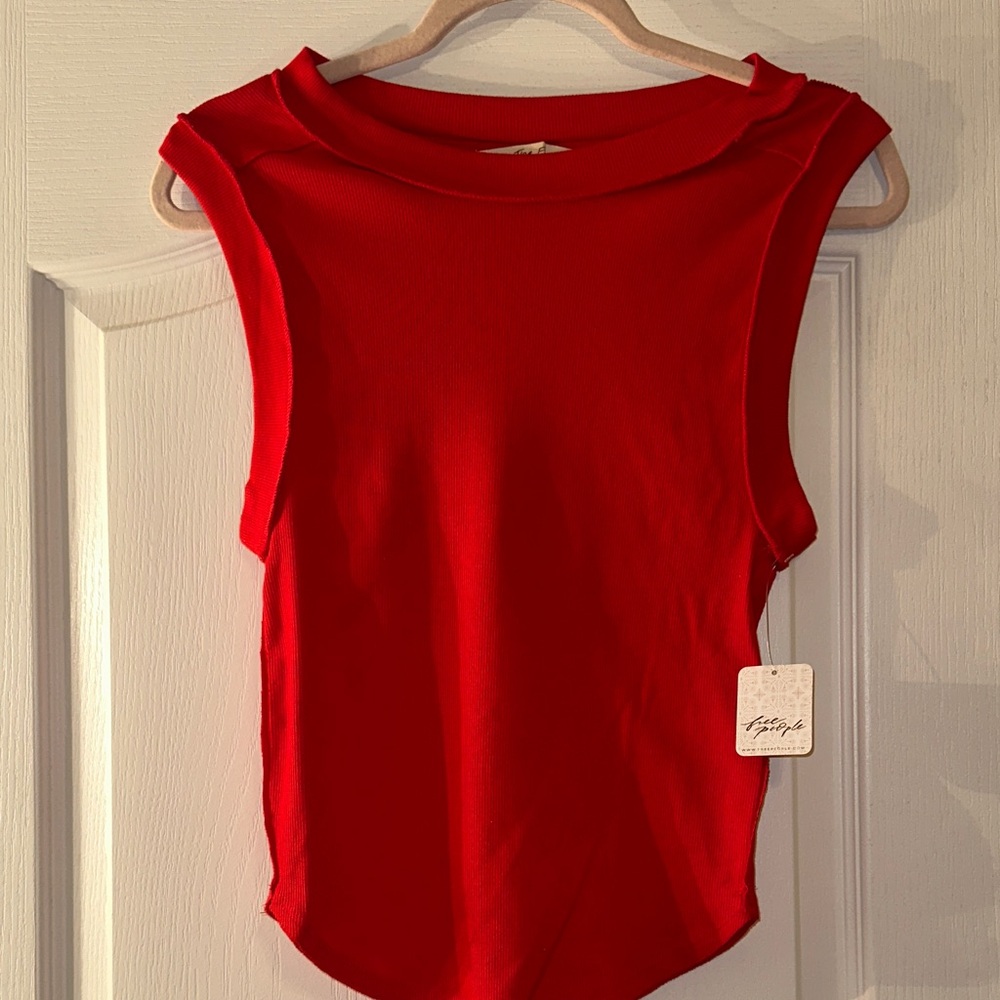 Free People Bold Red Muscle Tee
